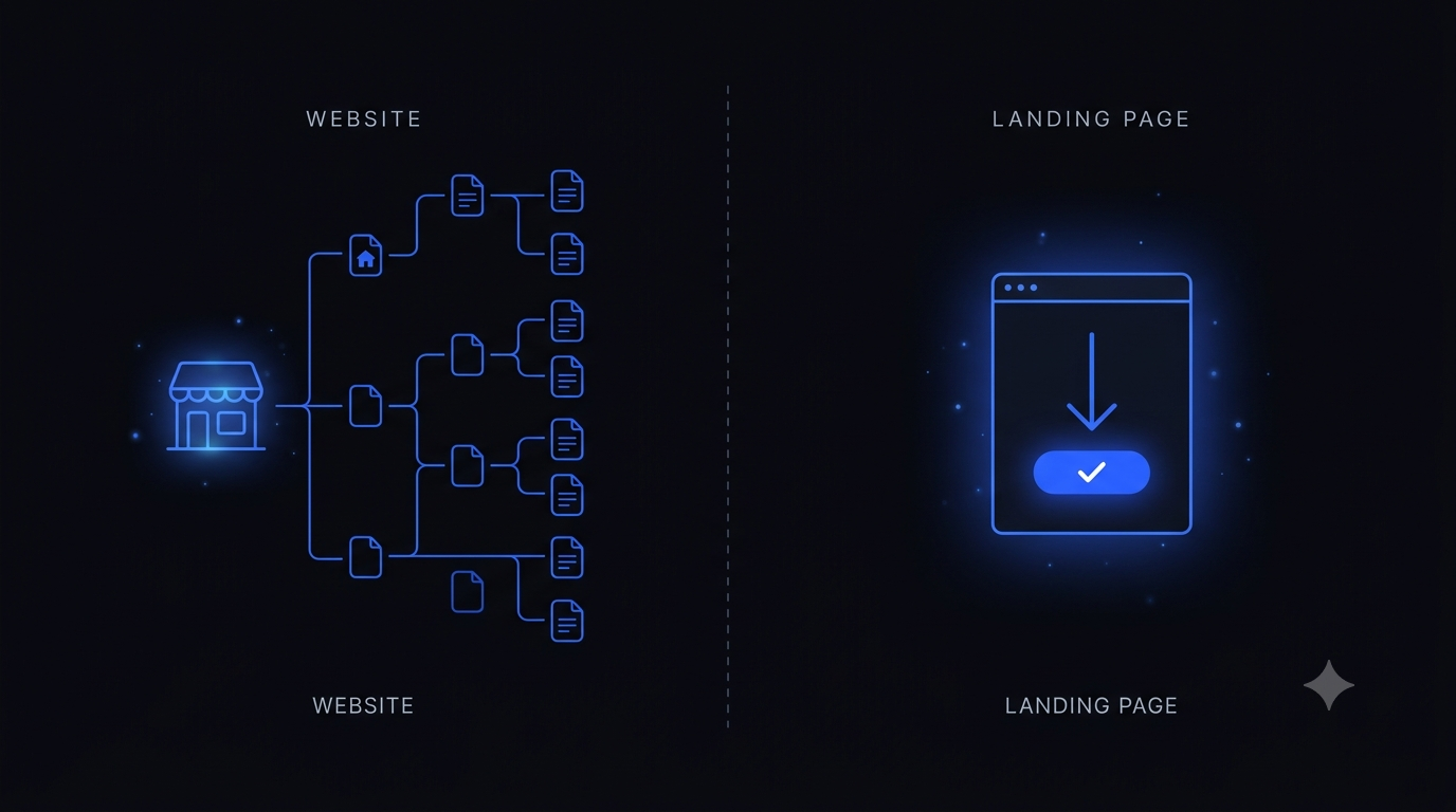 Landing page vs website comparison